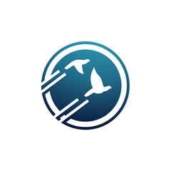 Dove Pigeon Flying in Business Circle Logo Concept