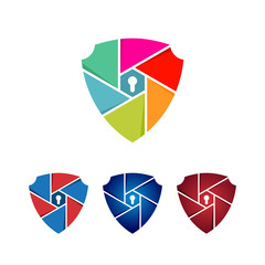 Colorful Hexagon Secure Private Camera Logo Symbol Template