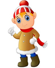 Cartoon Christmas Elf giving thumbs up