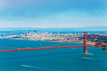 Aerial View San Francisco Golden Gate Bridge High