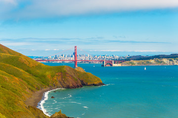 San Francisco Golden Gate Bridge Headlands Far