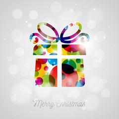 Vector Merry Christmas Holiday illustration with abstract gift box design on shiny background.