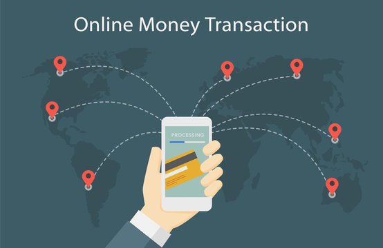 Online Money Transaction Around The World Illustration