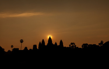 Beautiful sunrise at Angkor Wat temple