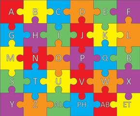 Alphabet puzzle. Vector.