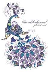 Greeting Beautiful card with peacock Peacock