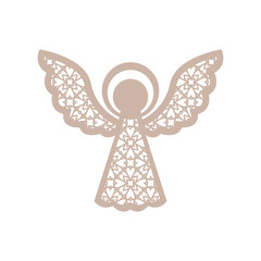 Christmas angel with geometric pattern. Laser Cutting template