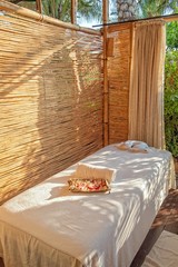 Bamboo cabine in wellness and SPA centre.