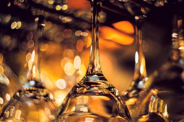 Empty wine glasses with nice bokeh background.