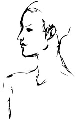 sketch of the profile of a young woman
