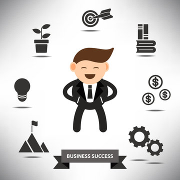 business cartoon character concept businessman with business suc