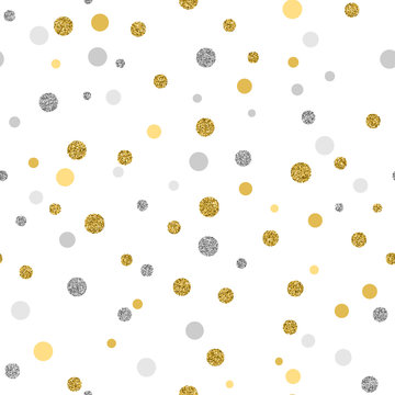 Cristmas seamless background with glitter gold and silver dots