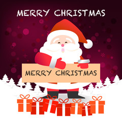 Merry Christmas happy Santa Claus Happy New Year on Red and whit