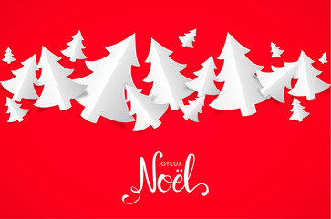 Carte de v&oelig;ux avec sapins de No&euml;l sur fond rouge