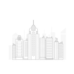 big vector line business city in flat style