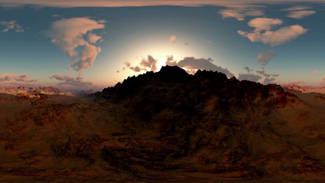 panorama of canyon timelapse at sunset. made with the one VR 360 degree lense camera without any seams. ready for virtual reality 360