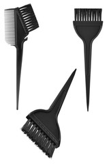 Dyeing hair black brush isolated on white background