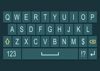 Smartphone keyboard dark vector with alphabet design