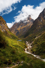 Scenic view on the way from Deurali to Machapuchare base camp ,Nepal.