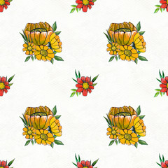 Seamless pattern with colorful flowers