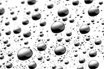 bw photo water drops of on treat water-repellent surface in macro lens shot small-DOF for screen wallpapers