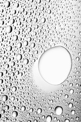bw photo water drops of on treat water-repellent surface in macro lens shot small-DOF for screen...