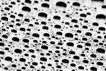 bw photo water drops of on treat water-repellent surface in macro lens shot small-DOF for screen...