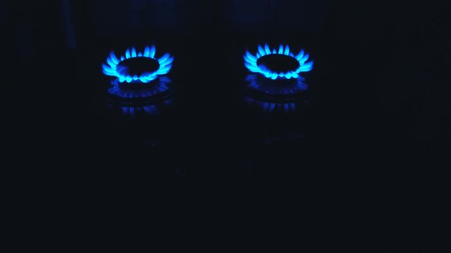 Blue Natural Gas. Gas Flame. 4k