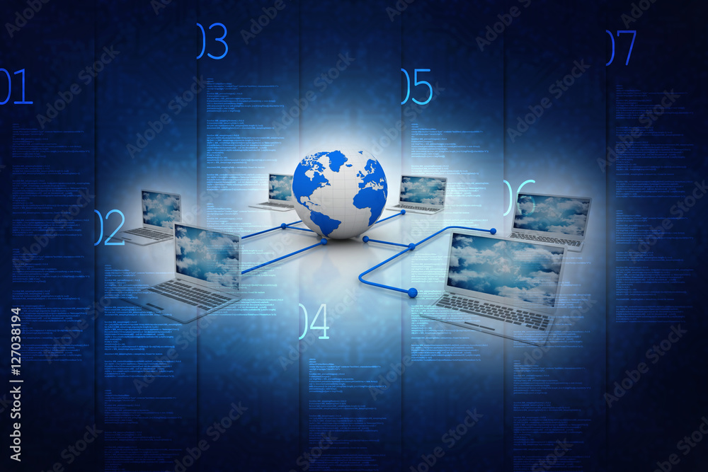 Poster computer network,3d rendering