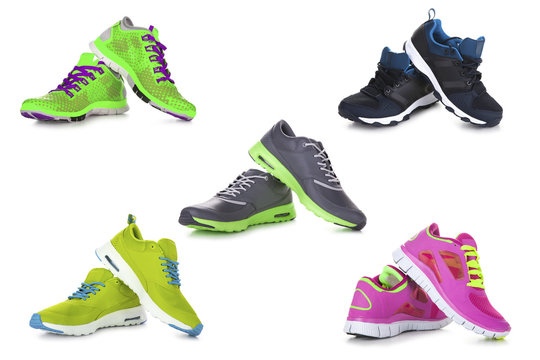 Sport shoes set with several different  shoes