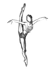 ballerina dancing. watercolor illustration on white background. © Natali_Mias