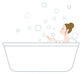 入浴でリラックスする女性