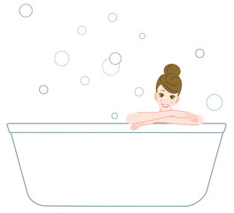入浴でリラックスする女性