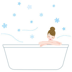入浴でリラックスする女性　香りのイメージ