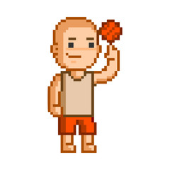 Vector 8-bit pixel art basketball
