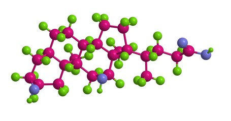 Deoxycholic acid - molecular structure, 3D rendering