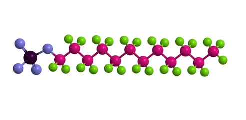 Sodium dodecyl sulfate - molecular structure, 3D rendering