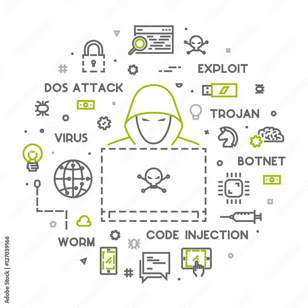 Poster vector hacker and internet crime.
