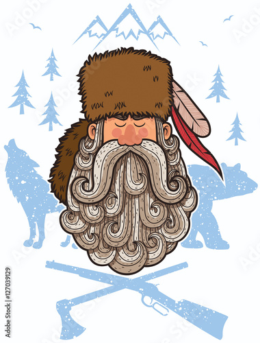 &ldquo;Trapper / Illustration of cartoon trapper with big beard.&rdquo; Stock image