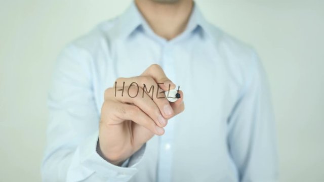 Homeless, Man Writing on Screen