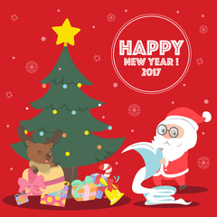 Obraz na płótnie Canvas Christmas and New Year Vector greeting card