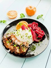 Pork fillet with rice