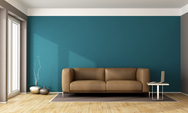 Blue contemporary living room