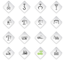 lifting machines icon set