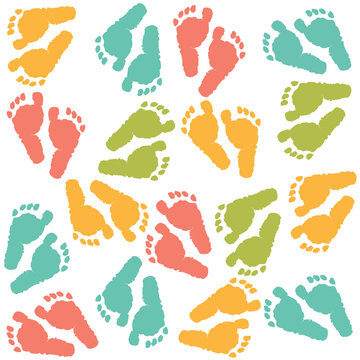 Baby handprints twin baby girl and boy icon vector illustration
