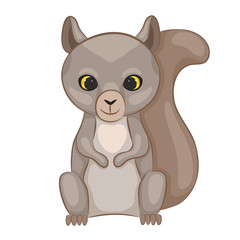 Cute cartoon squirrel cub. Forest animal. Isolated on a white background. Vector illustration.