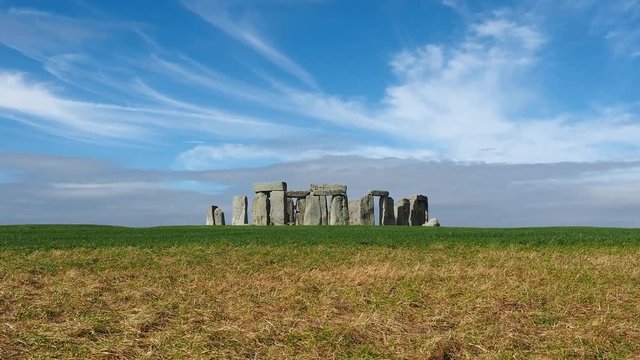 Ruins of Stonehenge prehistoric megalithic stone monument in Wiltshire, England, UK