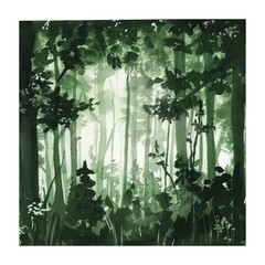 Forest. Watercolor painting. Green illustration.