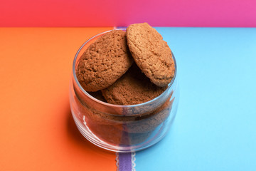 Oatmeal cookies in glass jar