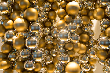 golden christmas decoration or garland of beads